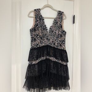 BCBGMaxAzria Black and Pink Lace Dress